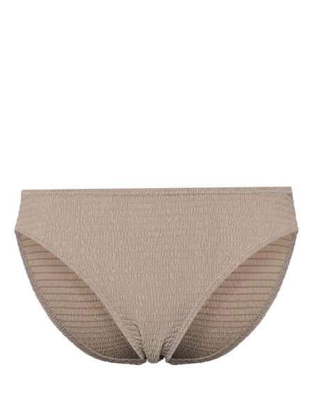 mid-rise smocked bikini bottoms