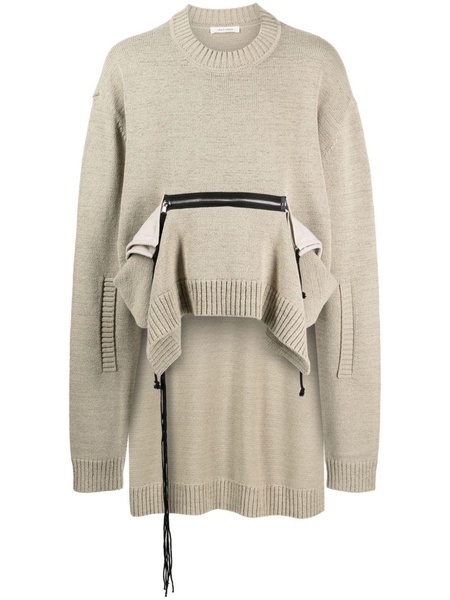 zip-pocket asymmetric jumper