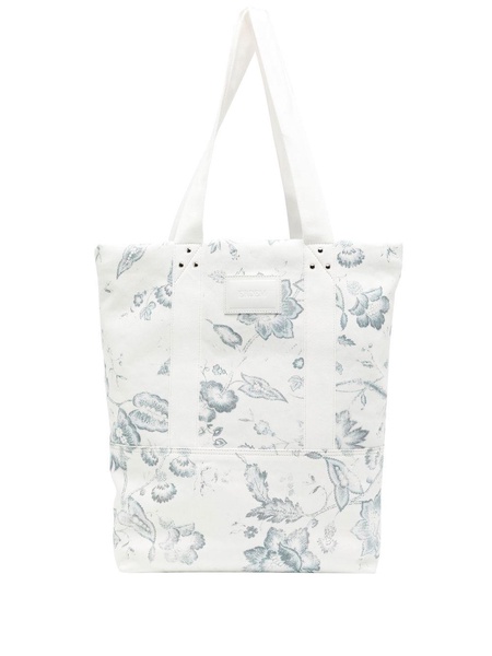 floral logo-patch tote bag