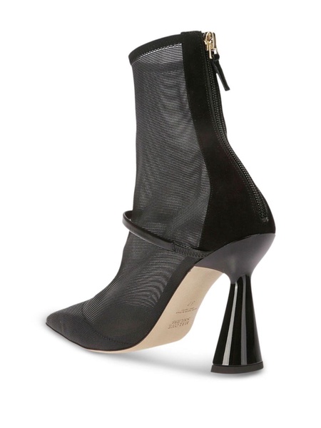 pointed-toe mesh ankle boots