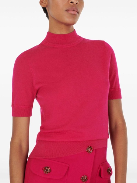 logo-embroidered cashmere top