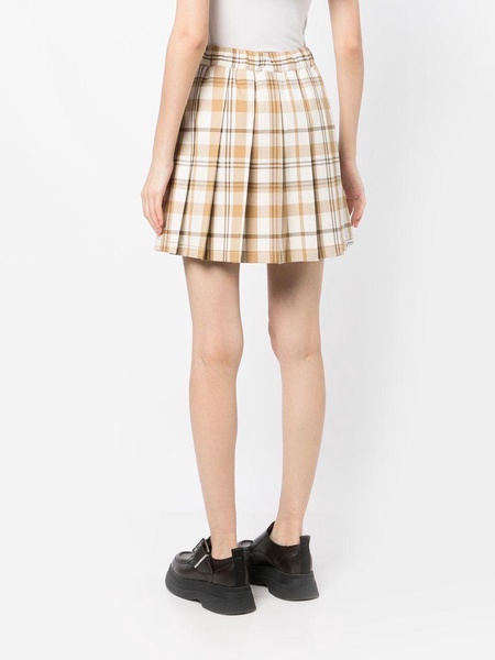 tartan-print flared mini skirt