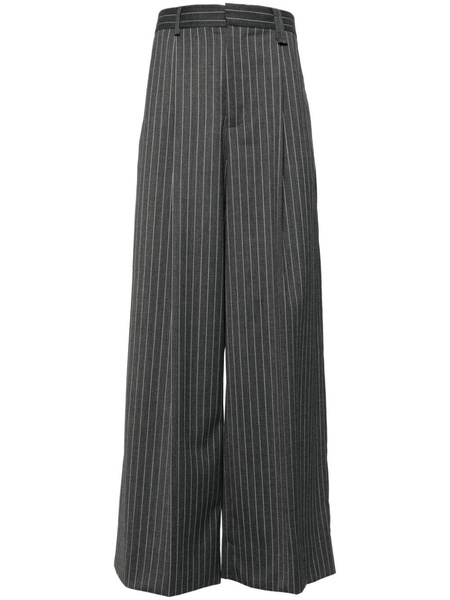 pinstripe pleated wide-leg pants