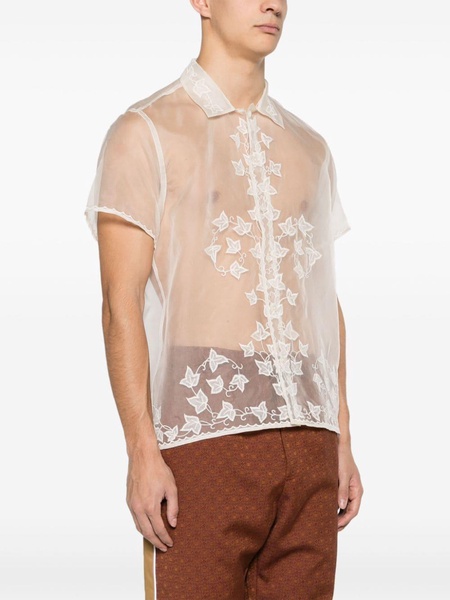 White Ivy Embroidered Silk Shirt