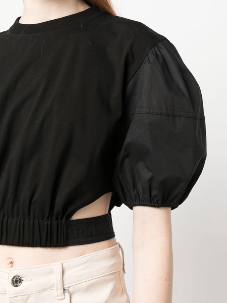 puff-sleeve cropped blouse