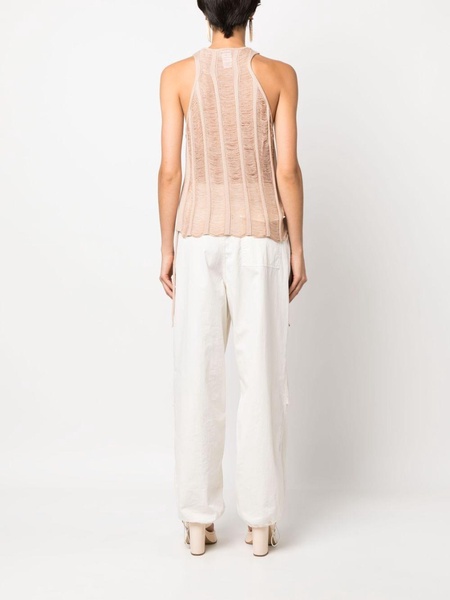 semi-sheer ladder-stitch tank top