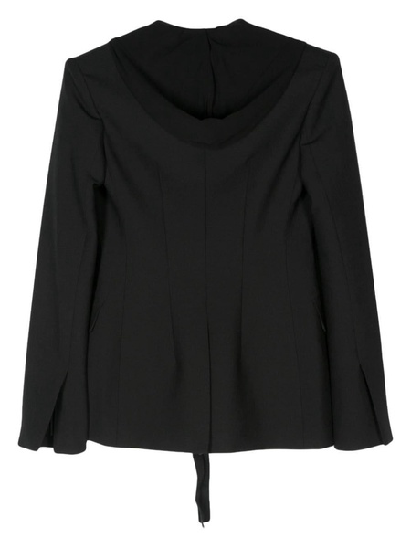 tie-fastening hooded blazer