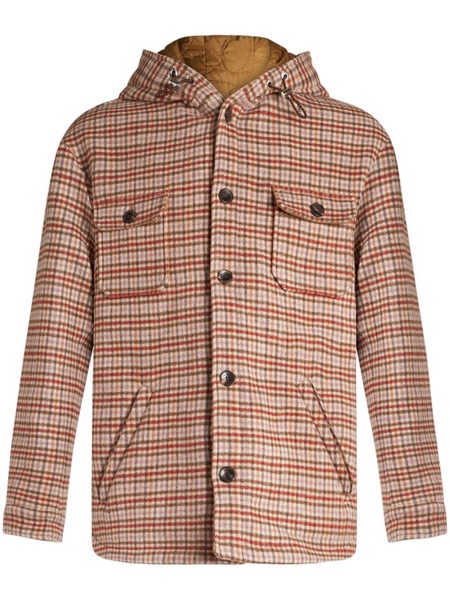 tartan-check hooded shirt jacket