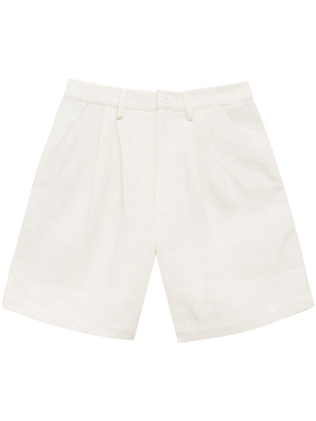 Carrie pleat-detail linen shorts