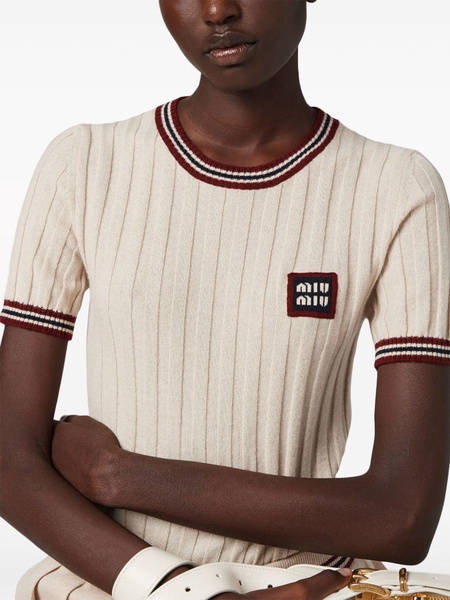 logo-appliqué cashmere top