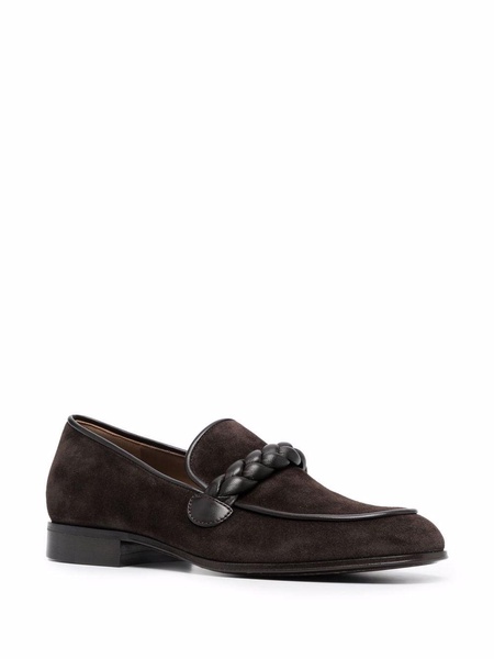 Massimo braid-embellished suede loafers