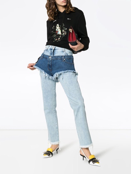 high waist layered shorts jeans 