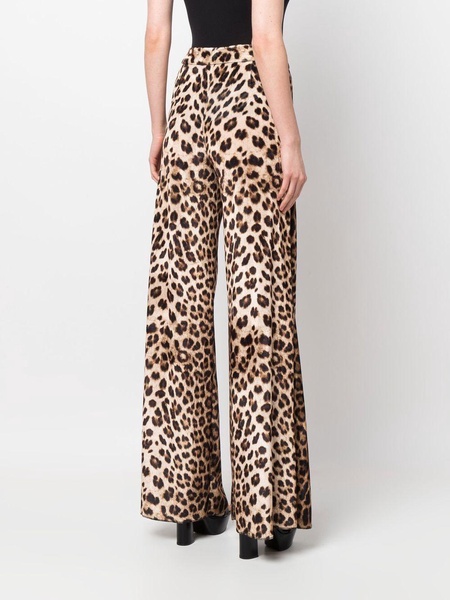 leopard-print flared trousers 