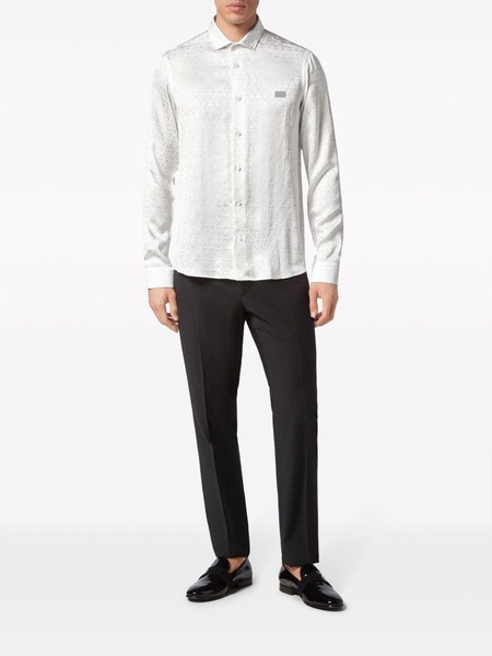 monogram-jacquard button-up shirt 