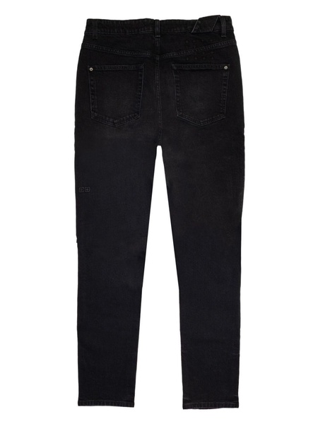 whiskered-effect straight-leg jeans