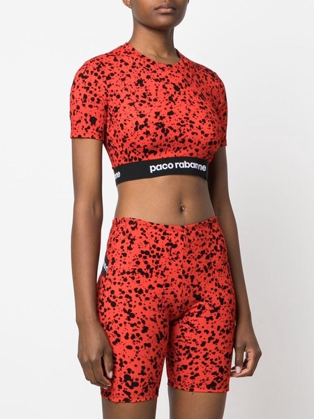 paint-splatter print jersey crop top