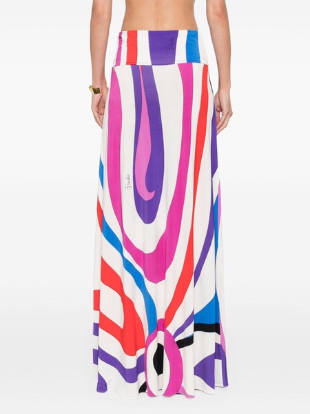 Marmo-print long skirt