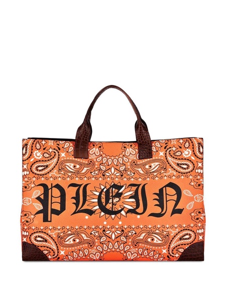 logo-print cotton tote bag