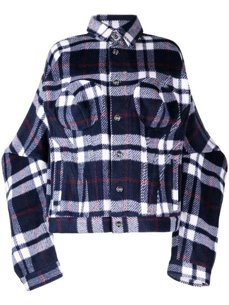 plaid-print shirt jacket