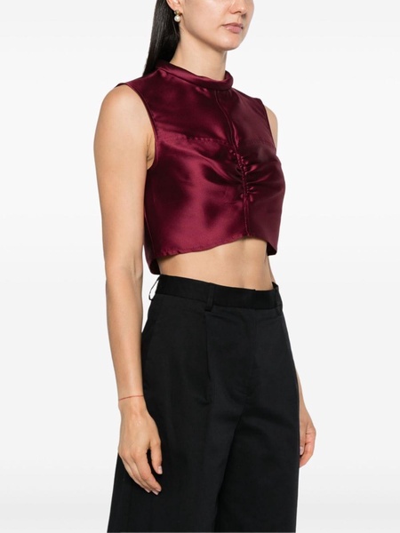 ruched sleeveless crop top