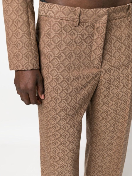 geometric-print straight-leg trousers