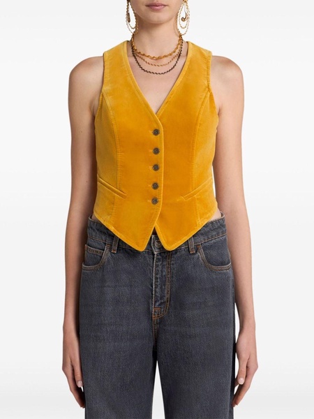 V-neck velvet waistcoat