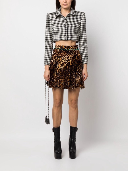 Ocelot-print velvet mini skirt