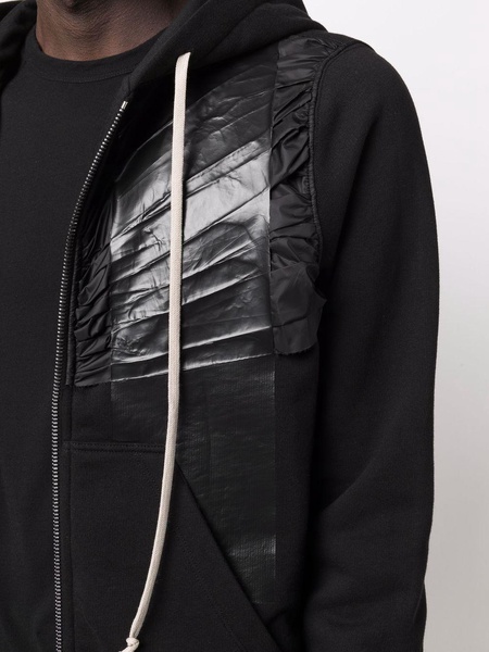 pleated-patchwork zipped hoodie