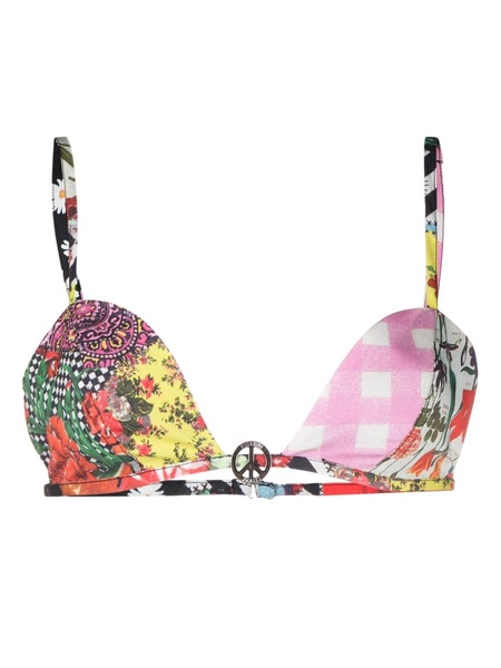 abstract-print stretch-cotton bra