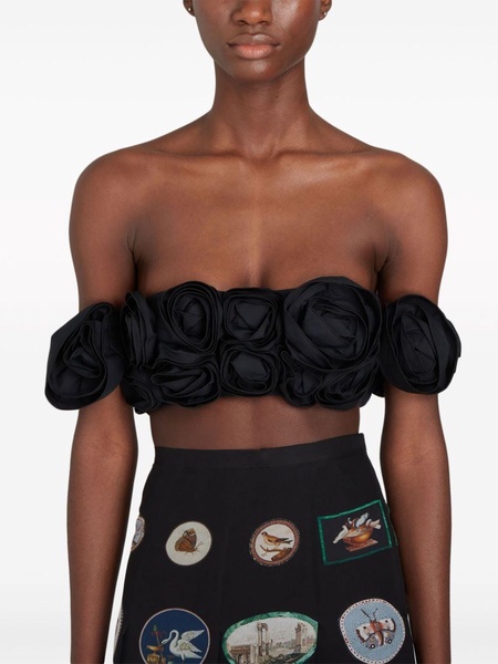 rose-embellished cropped top