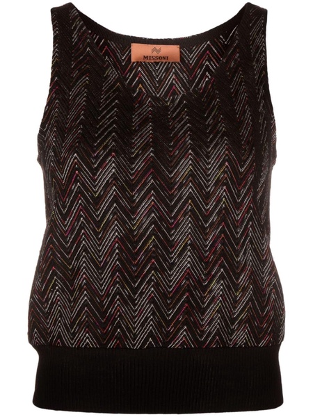 chevron-pattern wool-blend tank top