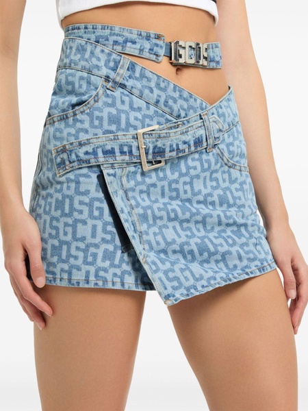 monogram denim skirt