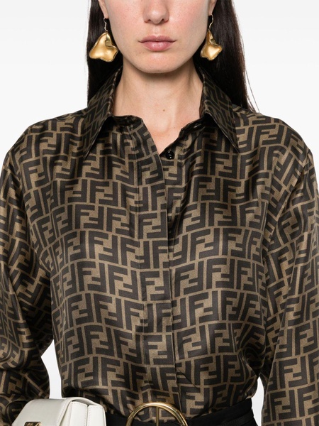 FF-logo print silk shirt