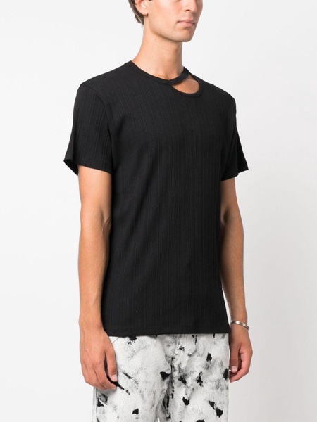 cut-out plissé cotton T-shirt