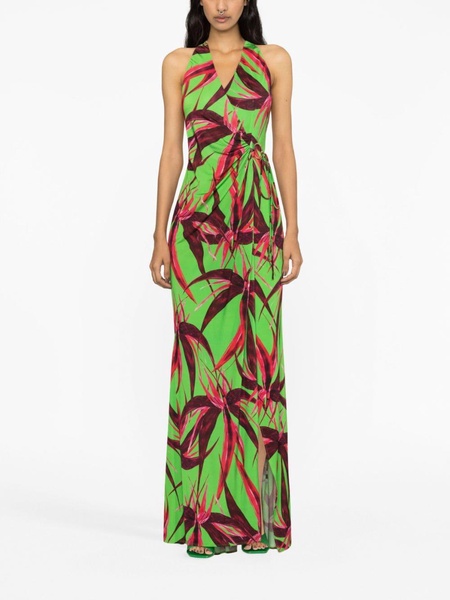 King Tide floral-print halterneck dress