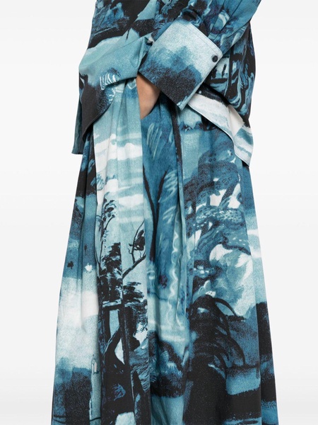 graphic-print pleated skirt