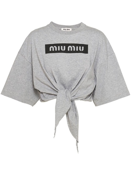 logo-print cropped cotton T-shirt