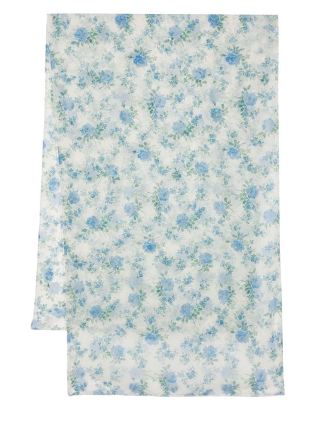 floral-print semi-sheer scarf