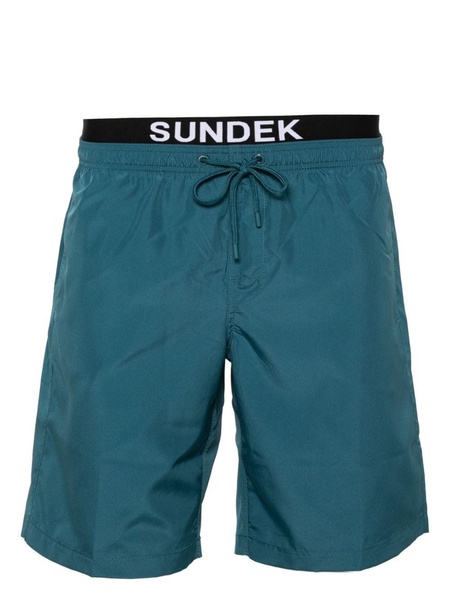 logo-patch layered swim shorts