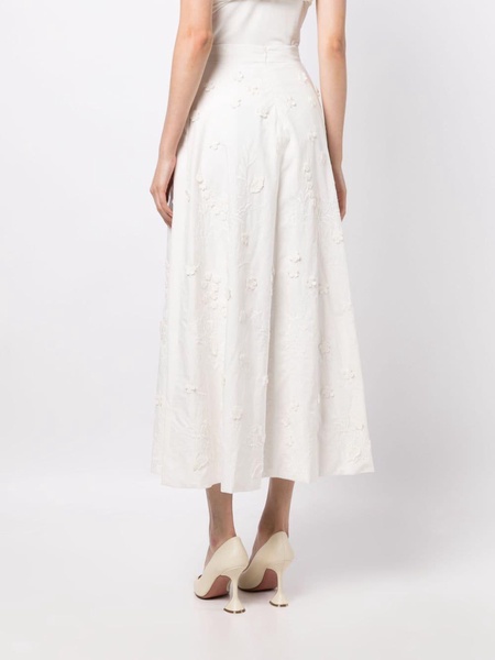 embroidered cotton midi skirt 