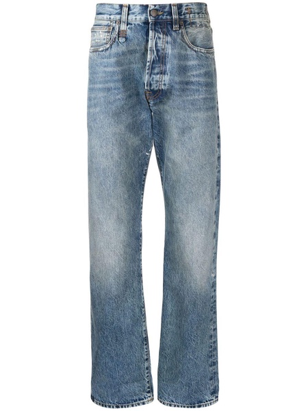 stonewashed straight-leg jeans