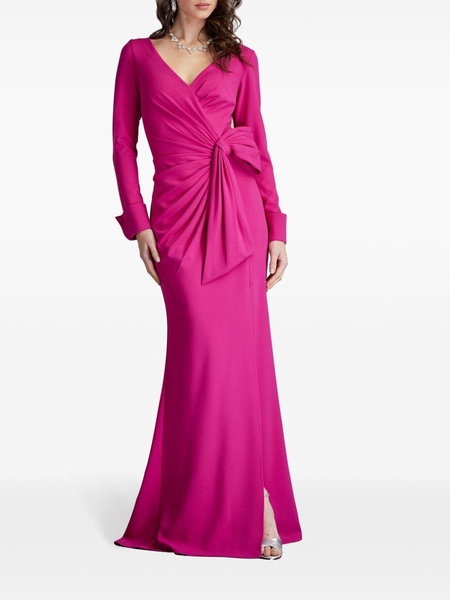 long-sleeve bow-detail gown