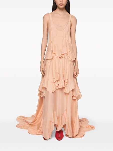 ruffled silk gown