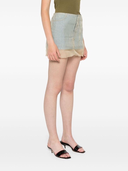 layered denim miniskirt