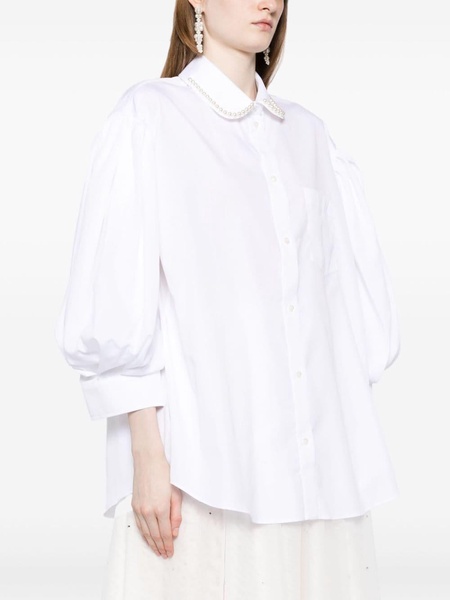 pearl-embellished cotton shirt