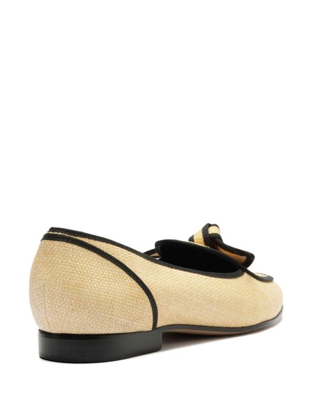 grosgrain-trim raffia loafer