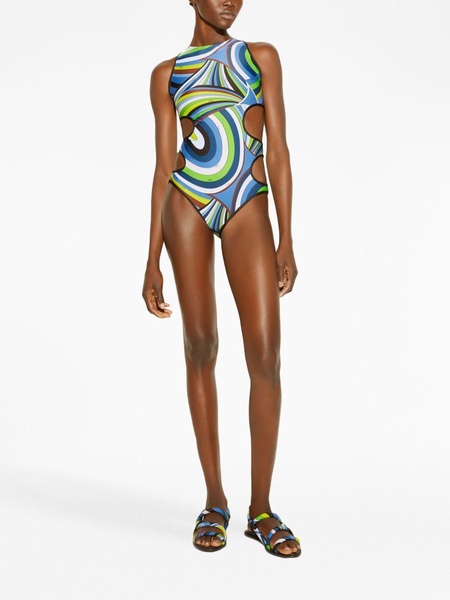 wave-print cut-out detailing swimsuit 