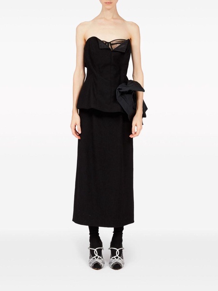 Black Decortiqué Wool Midi Dress