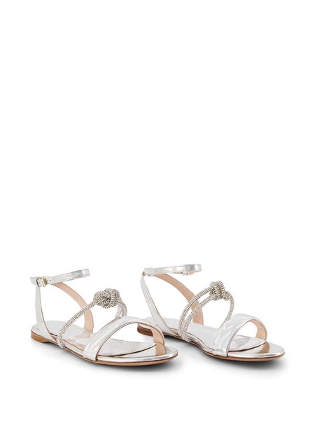 crystal bow flat sandals