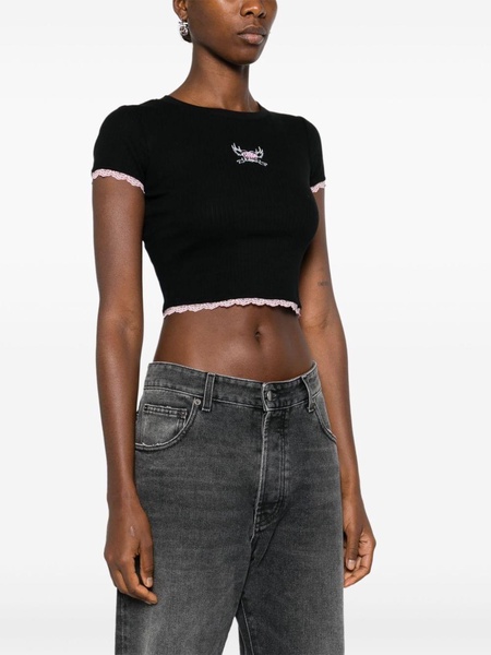 Punk logo-print ribbed top